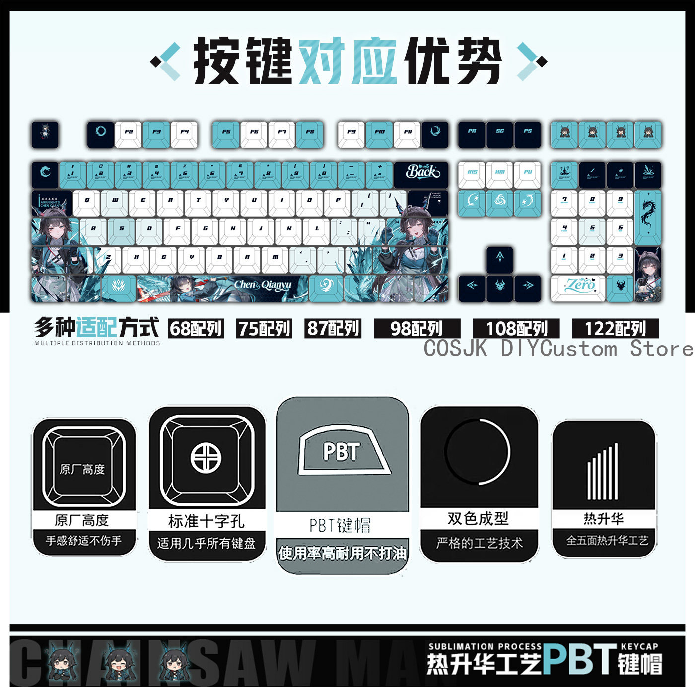 122 Klawisze Anime Chen Qianyu – Gaming Accessories Keyboards recenzja i cena